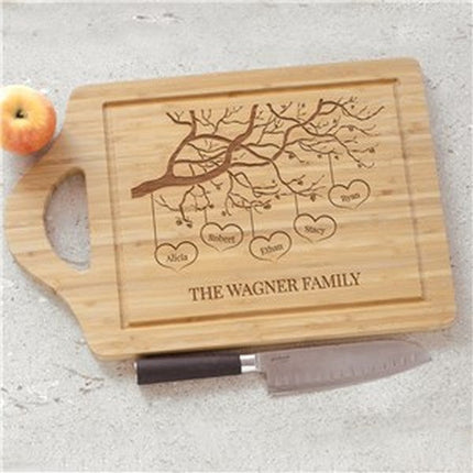 Engraved Family Tree With Hearts Cutting Board