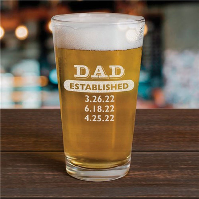 Personalized Dad Established Beer Glass