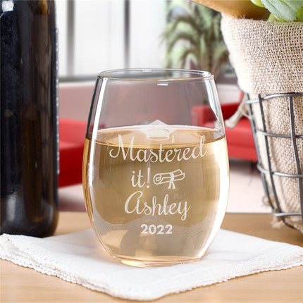 Personalized Mastered It! Stemless Wine Glass