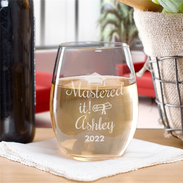 Personalized Mastered It! Stemless Wine Glass