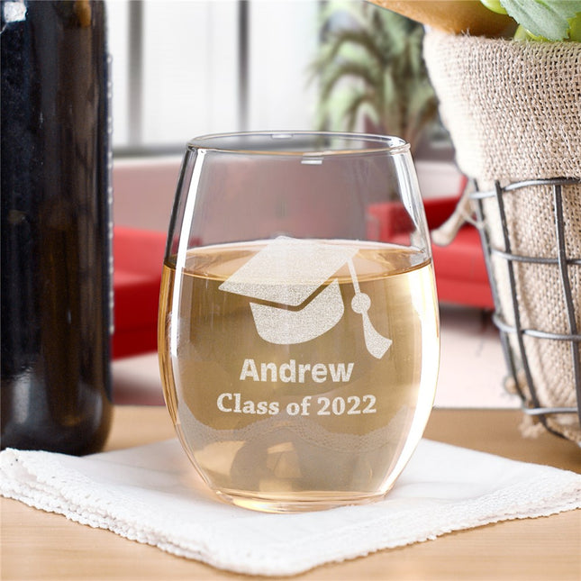 Personalized Class Of Graduation Stemless Wine Glass