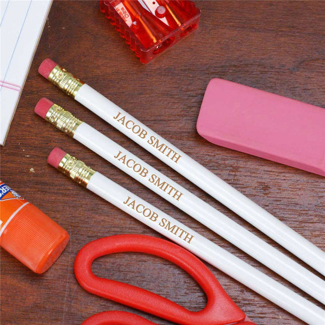Personalized White School Pencils