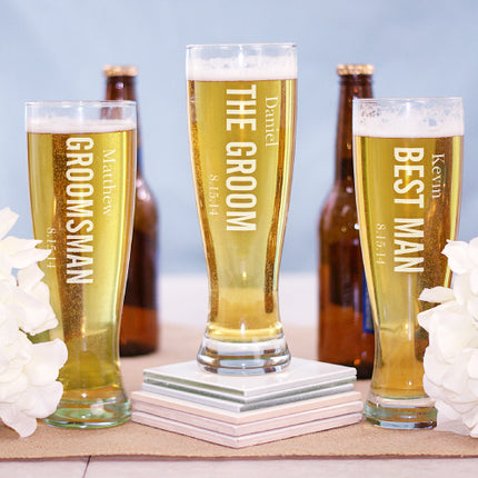 Engraved Wedding Party Pilsner Glass