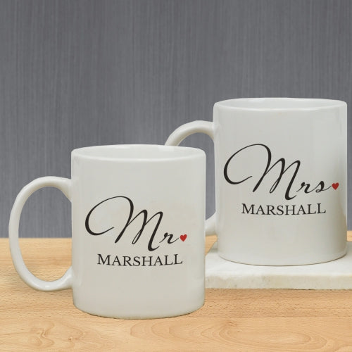 Personalized Mr and Mrs Mug Set