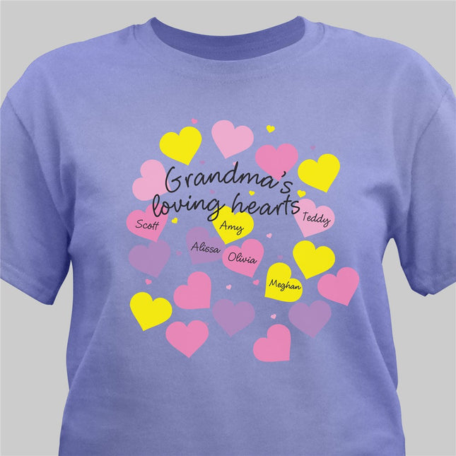 Personalized Grandma's Loving Hearts T-Shirt