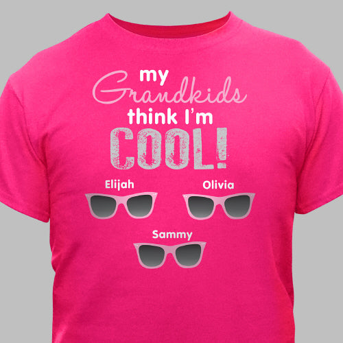Personalized Cool Grandma T-shirt - Hot pink