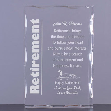 Personalized Retirement Keepsake Block Plaque