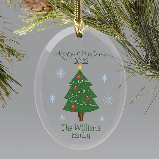 Personalized Christmas Tree Glass Ornament