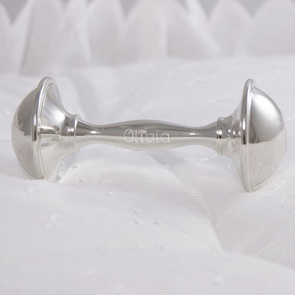 Personalized Silver Baby Rattle