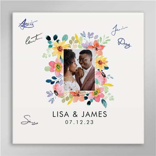 Personalized Floral Photo Wedding Canvas