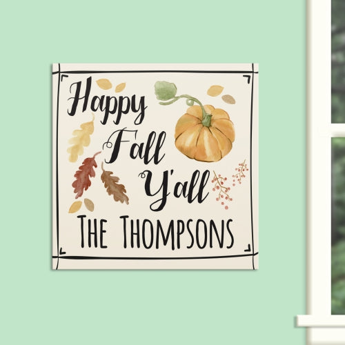 Personalized Fall Family Wall Canvas