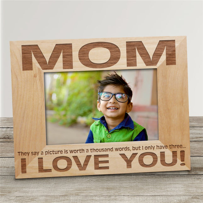 Personalized Wooden Mom Picture Frame...Three Little Words