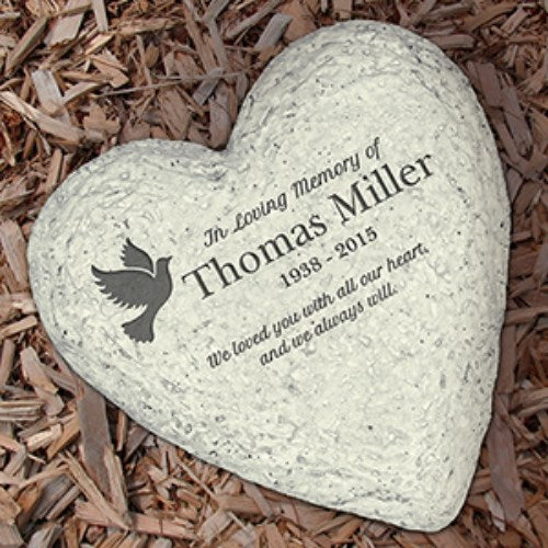 Engraved In Loving Memory Dove Heart Garden Stone