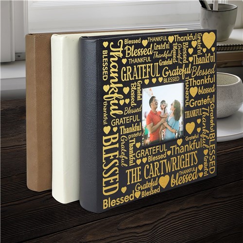 Personalized Thankful Word Art Leatherette Photo Album