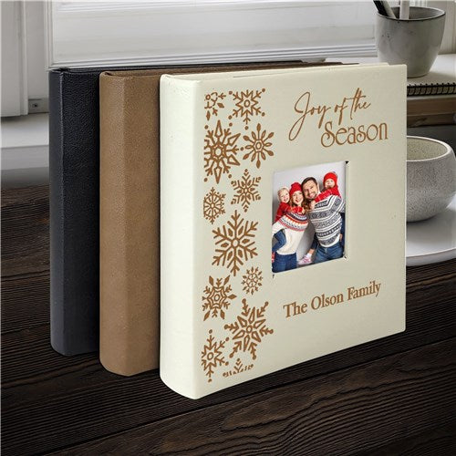 Personalized Holiday Snow Flakes Leatherette Photo Album