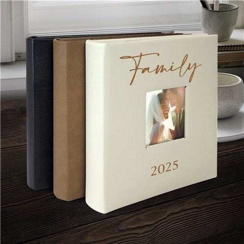 Personalized Family Script Leatherette Photo Album