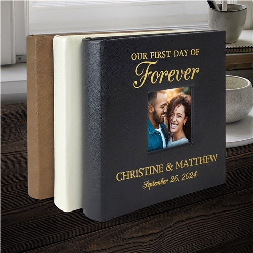 Personalized Our First Day Of Forever Leatherette Photo Album
