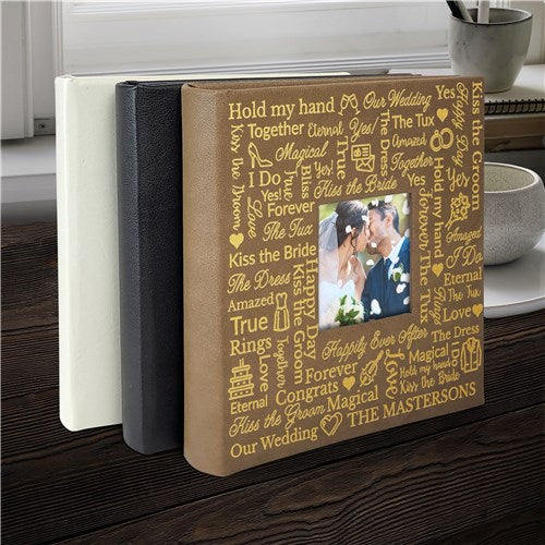 Personalized Wedding Word Art Leatherette Photo Album