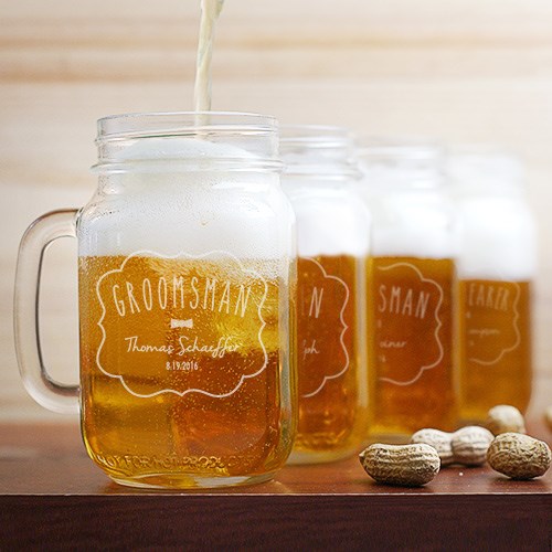 Personalized Wedding Party Mason Glass Jar