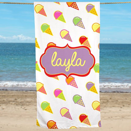 Personalized Ice Cream Beach Towel