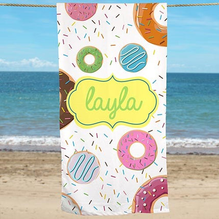 Personalized Donuts Beach Towel