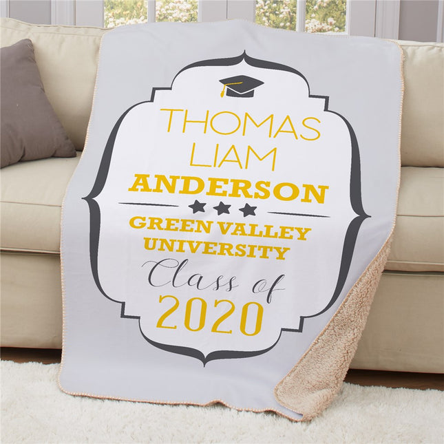 Personalized Name Graduation Sherpa Throw