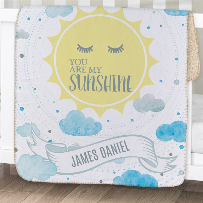 Personalized Sherpa Baby Blanket - You Are My Sunshine