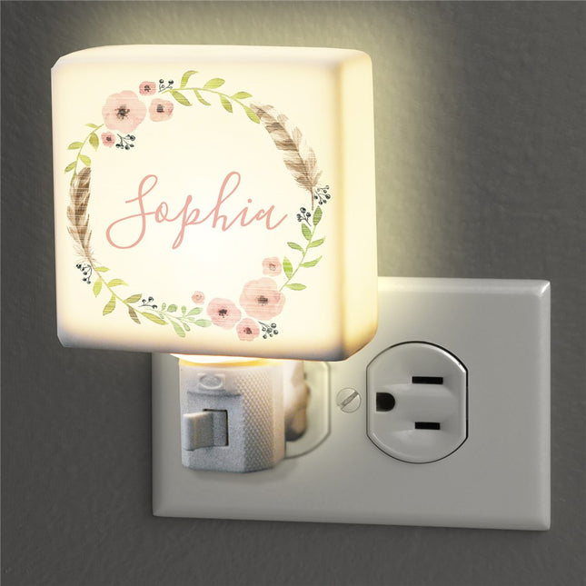 Personalized Flower Wreath Night Light