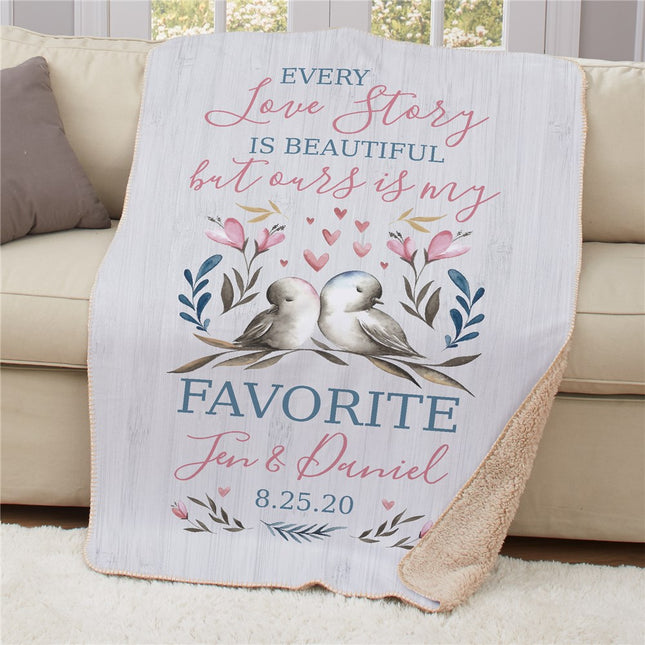 Personalized Every Love Story Is Beautiful Sherpa Blanket