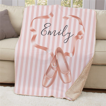 Personalized Ballet Slippers Sherpa Blanket