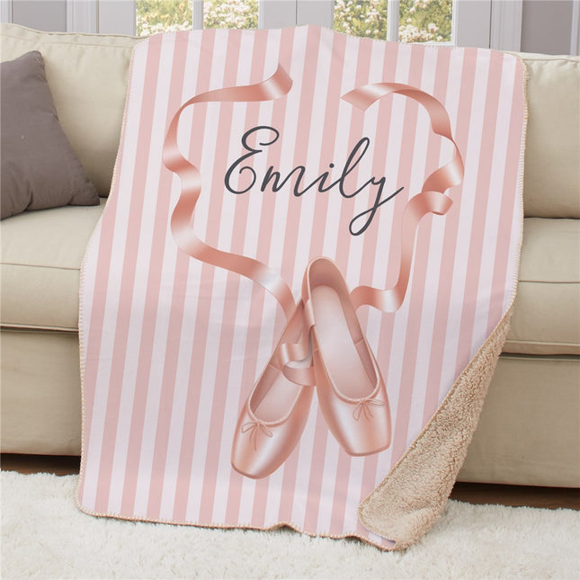 Personalized Ballet Slippers Sherpa Blanket