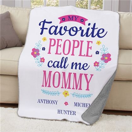 Personalized My Favorite People Call Me Floral Sherpa Throw 37" x 57"