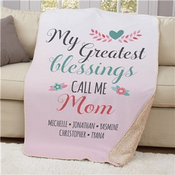 Personalized My Greatest Blessings Call Me Sherpa Blanket