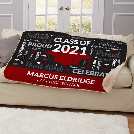Personalized Grad Hat Class Of Sherpa Throw