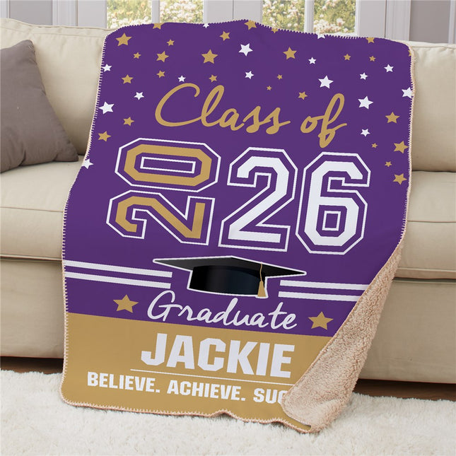 Personalized Rotated Class Of Graduation Sherpa Throw