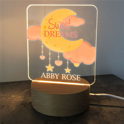 Personalized Sweet Dreams Moon Square Light Up Sign