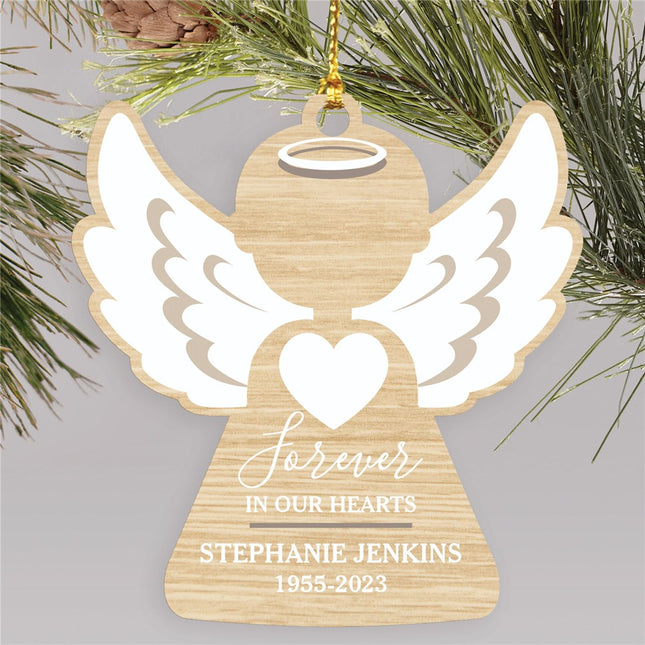 Personalized Forever in Our Hearts Wood Ornament