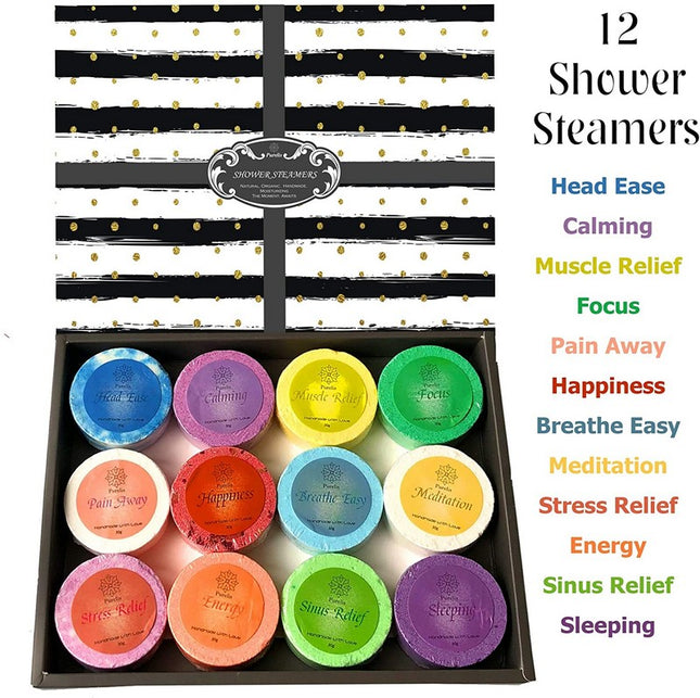 Purelis Aromatherapy Shower Steamers Gift Set - 12 Pieces