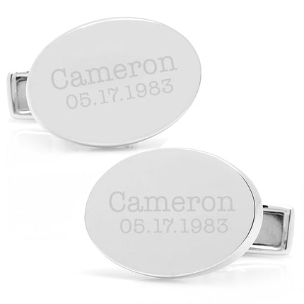 Engraved Precious Moments Sterling Silver Oval Cufflinks