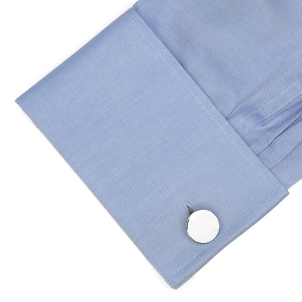 Sterling Silver Infinity Edge Round Engravable Cufflinks