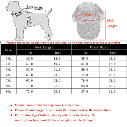 3XL-9XL Winter Warm Pet Sweater