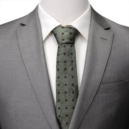 Star Wars Boba Fett Green Floral Motif Tie