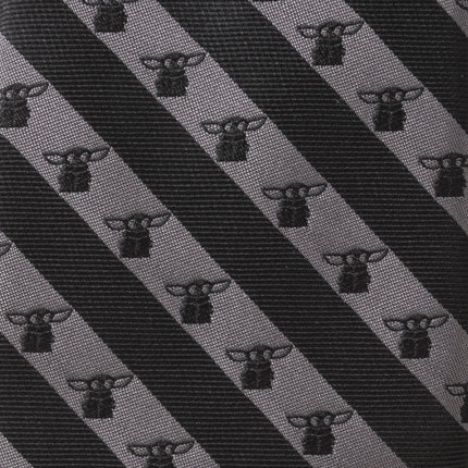 Star Wars Grogu Black and Gray Striped Tie