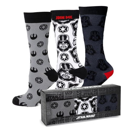 Darth Vader Black, White, and Gray Dress Socks and Lapel Pin Set