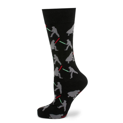 Star Wars Darth Vader and Luke Skywalker LIGHTSABER Battle Black Dress Socks and Darth Vader Lapel Pin Gift Set