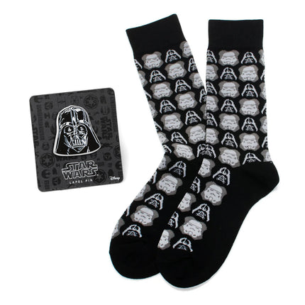 Darth Vader and Stormtrooper Socks and Darth Vader Lapel Pin Set