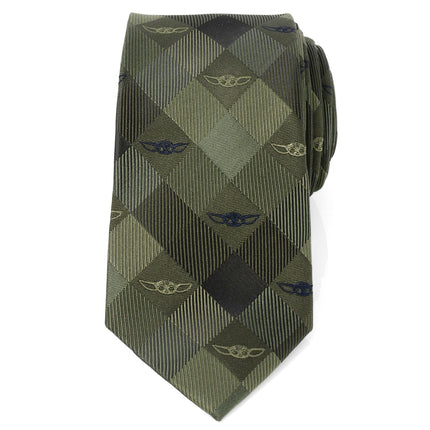Star Wars Grogu Green Plaid Tie