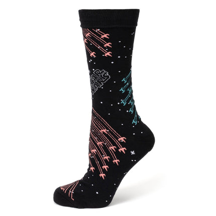 Millennium Falcon Black Tie, X-Wing and Tie Fighter Battle Socks, and Hyperspace Glow-in-the-Dark Tie Bar Set