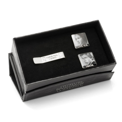 Princess Leia and Han Solo "I Love You / I Know" Cufflinks and Tie Bar