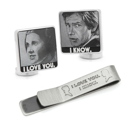Princess Leia and Han Solo "I Love You / I Know" Cufflinks and Tie Bar